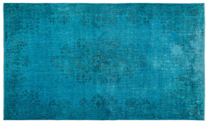 Turquoise Over Dyed Vintage Rug 5'7'' x 9'5'' ft 170 x 288 cm