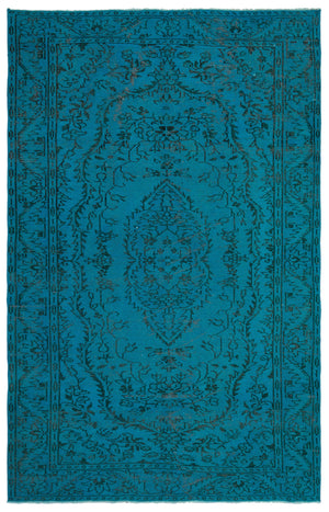 Turquoise Over Dyed Vintage Rug 5'10'' x 9'1'' ft 179 x 278 cm