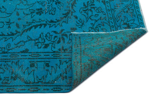 Turquoise Over Dyed Vintage Rug 5'10'' x 9'1'' ft 179 x 278 cm