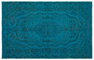 Turquoise Over Dyed Vintage Rug 5'10'' x 9'1'' ft 179 x 278 cm