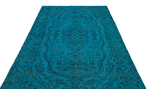Turquoise Over Dyed Vintage Rug 5'10'' x 9'1'' ft 179 x 278 cm