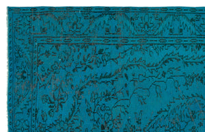 Turquoise Over Dyed Vintage Rug 5'10'' x 9'1'' ft 179 x 278 cm