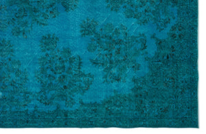 Turquoise Over Dyed Vintage Rug 7'2'' x 10'11'' ft 218 x 333 cm