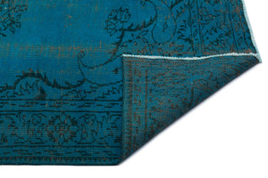 Turquoise Over Dyed Vintage Rug 5'9'' x 9'8'' ft 175 x 295 cm
