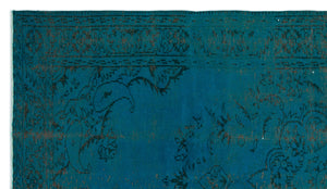 Turquoise Over Dyed Vintage Rug 5'9'' x 9'8'' ft 175 x 295 cm