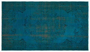 Turquoise Over Dyed Vintage Rug 5'9'' x 9'8'' ft 175 x 295 cm