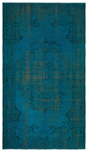 Turquoise Over Dyed Vintage Rug 5'9'' x 9'8'' ft 175 x 295 cm