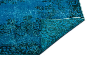 Turquoise Over Dyed Vintage Rug 5'8'' x 9'4'' ft 172 x 284 cm
