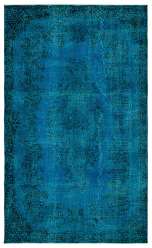 Turquoise Over Dyed Vintage Rug 5'8'' x 9'4'' ft 172 x 284 cm