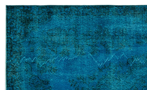 Turquoise Over Dyed Vintage Rug 5'8'' x 9'4'' ft 172 x 284 cm