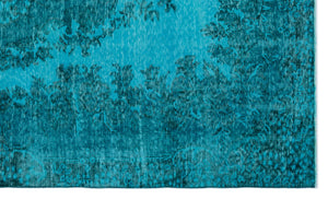 Turquoise Over Dyed Vintage Rug 5'3'' x 8'11'' ft 160 x 271 cm