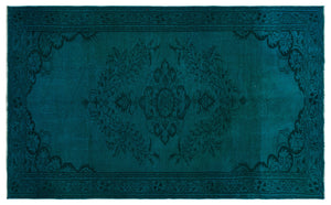 Turquoise Over Dyed Vintage Rug 5'5'' x 8'8'' ft 165 x 265 cm