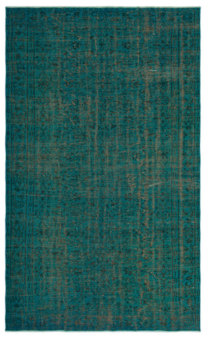 Turquoise Over Dyed Vintage Rug 5'6'' x 8'11'' ft 167 x 273 cm