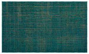 Turquoise Over Dyed Vintage Rug 5'6'' x 8'11'' ft 167 x 273 cm
