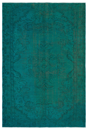 Turquoise Over Dyed Vintage Rug 5'9'' x 8'8'' ft 175 x 263 cm