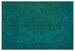 Turquoise Over Dyed Vintage Rug 5'9'' x 8'8'' ft 175 x 263 cm