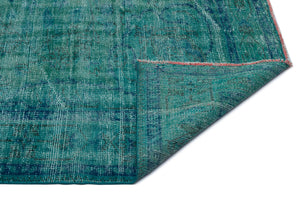Turquoise Over Dyed Vintage Rug 6'3'' x 8'6'' ft 190 x 258 cm