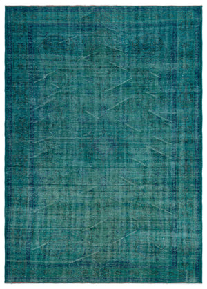 Turquoise Over Dyed Vintage Rug 6'3'' x 8'6'' ft 190 x 258 cm
