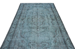 Blue Over Dyed Vintage Rug 5'6'' x 9'4'' ft 168 x 285 cm