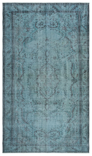 Blue Over Dyed Vintage Rug 5'6'' x 9'4'' ft 168 x 285 cm