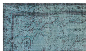 Blue Over Dyed Vintage Rug 5'6'' x 9'4'' ft 168 x 285 cm