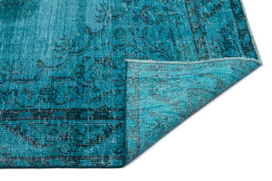 Turquoise Over Dyed Vintage Rug 5'10'' x 8'7'' ft 179 x 261 cm