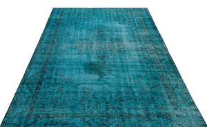 Turquoise Over Dyed Vintage Rug 5'10'' x 8'7'' ft 179 x 261 cm