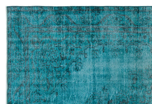 Turquoise Over Dyed Vintage Rug 5'10'' x 8'7'' ft 179 x 261 cm