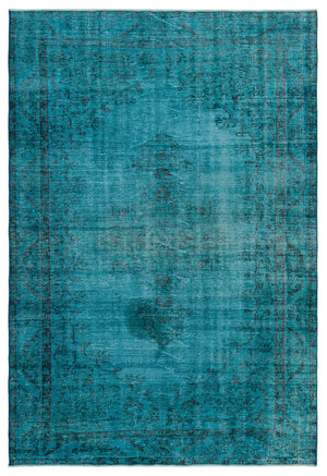Turquoise Over Dyed Vintage Rug 5'10'' x 8'7'' ft 179 x 261 cm