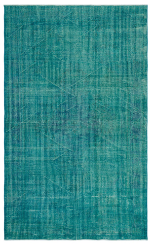 Turquoise Over Dyed Vintage Rug 6'2'' x 9'9'' ft 187 x 298 cm