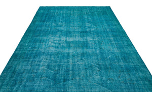 Turquoise Over Dyed Vintage Rug 7'2'' x 10'2'' ft 218 x 310 cm