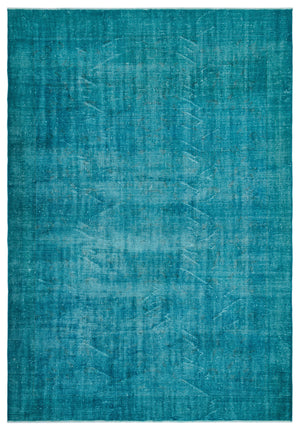 Turquoise Over Dyed Vintage Rug 7'2'' x 10'2'' ft 218 x 310 cm
