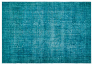 Turquoise Over Dyed Vintage Rug 7'2'' x 10'2'' ft 218 x 310 cm