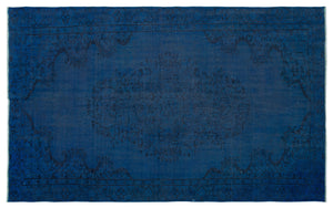 Blue Over Dyed Vintage Rug 5'3'' x 8'4'' ft 160 x 255 cm