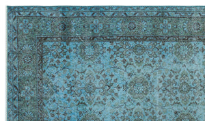 Blue Over Dyed Vintage Rug 5'7'' x 9'8'' ft 171 x 295 cm