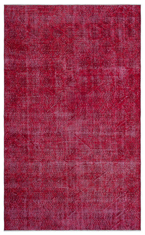 Red Over Dyed Vintage Rug 5'4'' x 8'10'' ft 163 x 270 cm