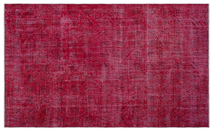 Red Over Dyed Vintage Rug 5'4'' x 8'10'' ft 163 x 270 cm