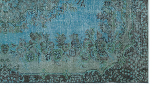 Turquoise Over Dyed Vintage Rug 5'5'' x 9'5'' ft 164 x 288 cm