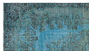 Turquoise Over Dyed Vintage Rug 5'5'' x 9'5'' ft 164 x 288 cm