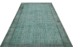 Turquoise Over Dyed Vintage Rug 5'8'' x 9'5'' ft 173 x 288 cm