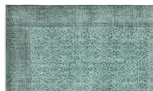 Turquoise Over Dyed Vintage Rug 5'8'' x 9'5'' ft 173 x 288 cm