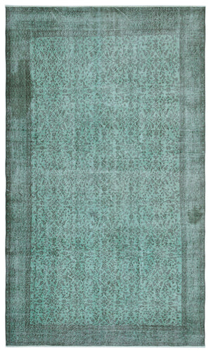 Turquoise Over Dyed Vintage Rug 5'8'' x 9'5'' ft 173 x 288 cm