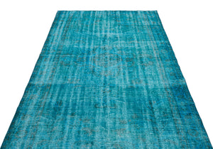 Turquoise Over Dyed Vintage Rug 5'1'' x 8'10'' ft 156 x 268 cm