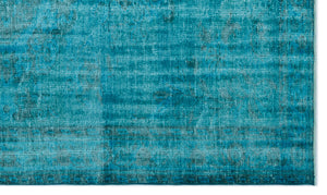 Turquoise Over Dyed Vintage Rug 5'1'' x 8'10'' ft 156 x 268 cm