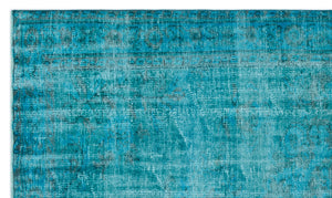 Turquoise Over Dyed Vintage Rug 5'1'' x 8'10'' ft 156 x 268 cm