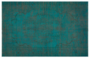 Turquoise Over Dyed Vintage Rug 5'4'' x 8'6'' ft 163 x 260 cm