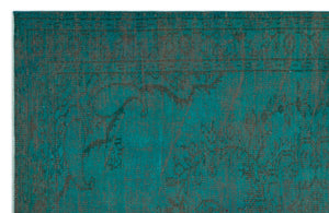 Turquoise Over Dyed Vintage Rug 5'4'' x 8'6'' ft 163 x 260 cm