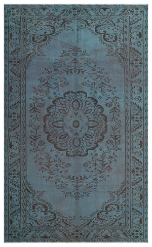 Blue Over Dyed Vintage Rug 5'3'' x 8'10'' ft 161 x 270 cm