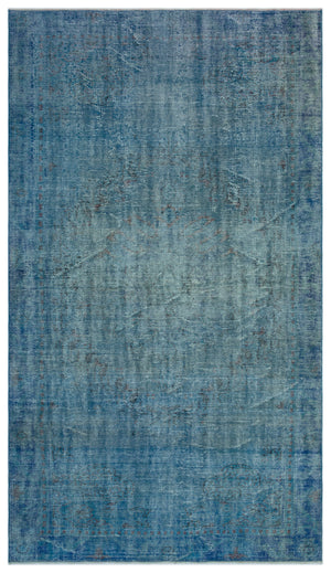 Blue Over Dyed Vintage Rug 5'3'' x 9'2'' ft 161 x 280 cm