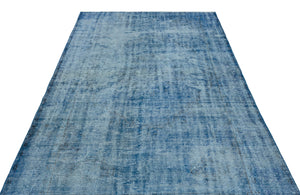Blue Over Dyed Vintage Rug 5'7'' x 9'5'' ft 169 x 286 cm